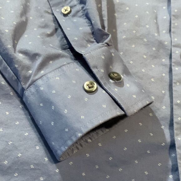 VAN HEUSEN, button down dress shirt, large, regular fit,  cotton/poly/elastain - Picture 3 of 9